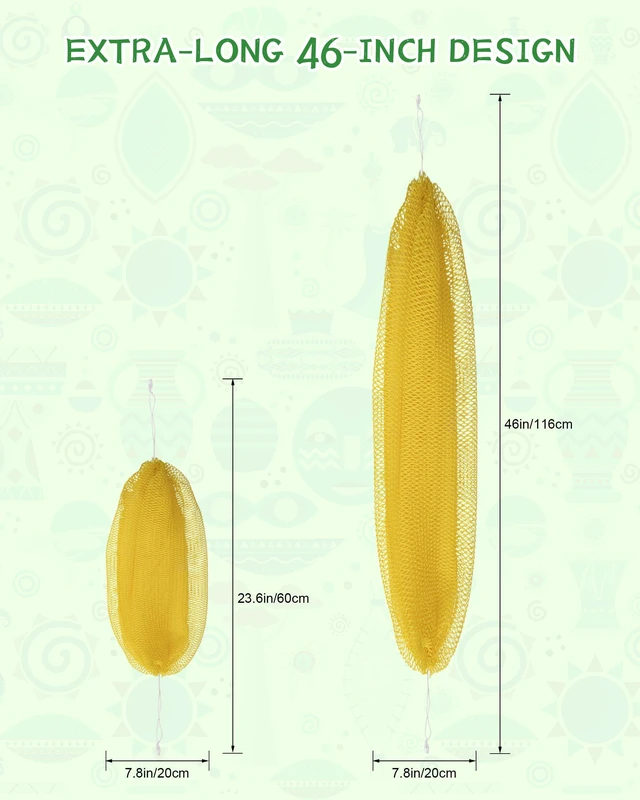 Alt view image 7 of 7 - African Net Sponge Authentic, 2 Pack Exfoliating Bath Sponge for Shower, Long Mesh Body Scrubber & Back Washer for Women and Men, Gentle Scrubber for All Skin Types, Travel