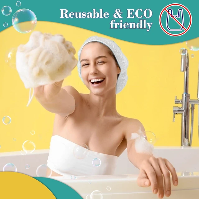 Alt view image 4 of 7 - 6 Shower Cap Reusable Waterproof - Unisex Plastic Shower Cap Plastic Caps Hair Treatment Deep Conditioning Hair Cap Shower Hair Care Bathing Cap Travel Essentials Washable Hair Cover Women Men