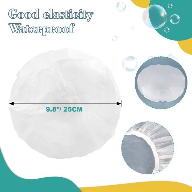 Alt view image 2 of 7 - 6 Shower Cap Reusable Waterproof - Unisex Plastic Shower Cap Plastic Caps Hair Treatment Deep Conditioning Hair Cap Shower Hair Care Bathing Cap Travel Essentials Washable Hair Cover Women Men