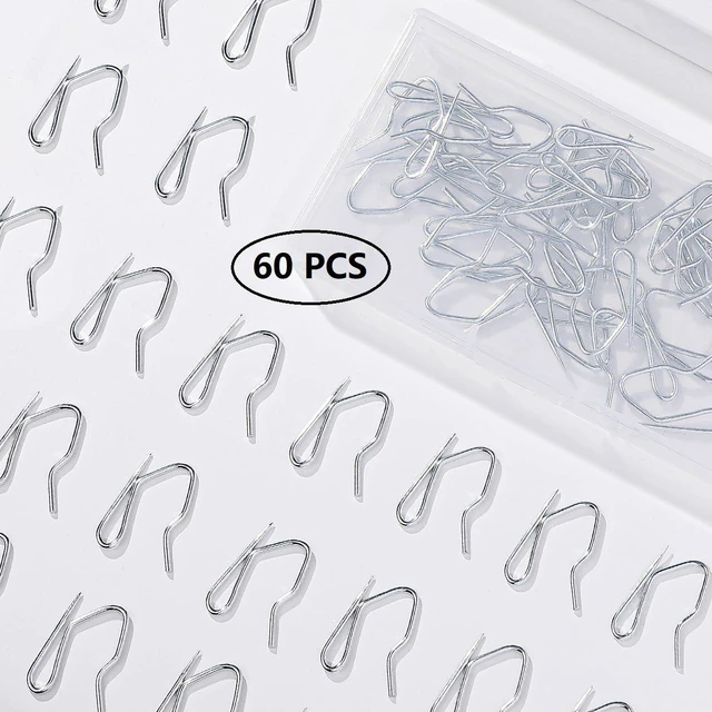 Alt view image 3 of 5 - Metal Curtain Hooks, 1.2 inch Nydotd Rustproof Steel Plated Zinc Hooks Heavy-Duty Offset Pin-On Drapery Hooks for Window Curtain, Door Curtain and Shower Curtain60 Pack