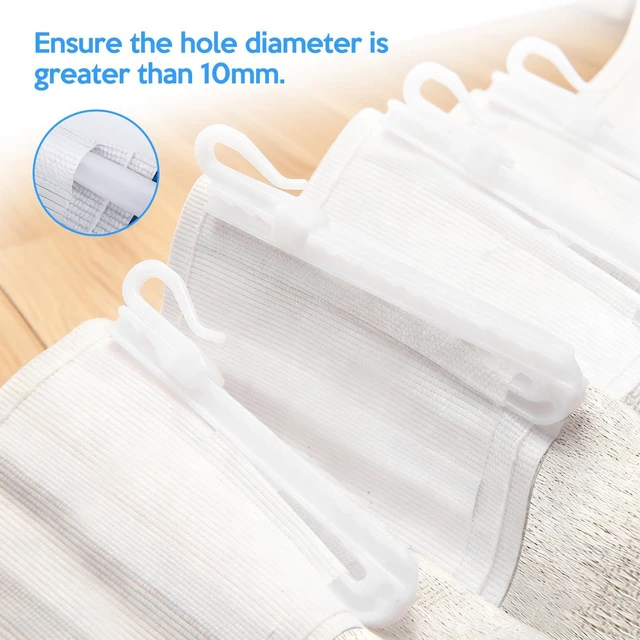 Alt view image 3 of 7 - 50 Pcs Plastic Shower Curtain Hooks, Adjustable Drapery Pins, Pinch Pleat Curtain Hooks for Window Curtain, Shower Curtain and Door Curtain(85mm/3.35inch)