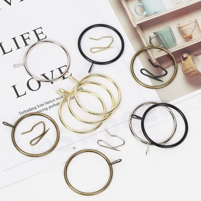 Alt view image 5 of 7 - 60Pcs 25mm/1" Inner Diameter Gold Metal Curtain Ring with Pin-on Drapery Hooks Assortment Kit, Drape Sliding Eyelet Ring Metal Curtain Hooks, for Window Door Shower Curtain