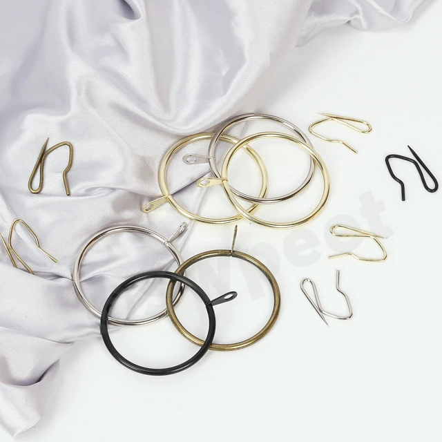 Alt view image 7 of 7 - 60Pcs 25mm/1" Inner Diameter Gold Metal Curtain Ring with Pin-on Drapery Hooks Assortment Kit, Drape Sliding Eyelet Ring Metal Curtain Hooks, for Window Door Shower Curtain