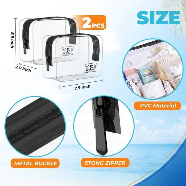 Alt view image 3 of 7 - Toiletry Bag 2pcs TSA Approved Travel Clear Toiletry Bag for Men and Women Travel Accessories Quart Size Toiletries Cosmetic Pouch Makeup Bags