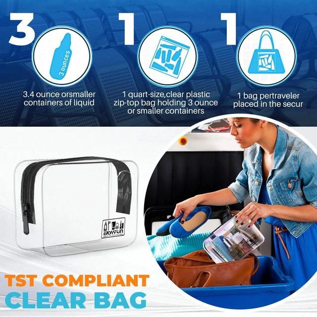 Alt view image 2 of 7 - Toiletry Bag 2pcs TSA Approved Travel Clear Toiletry Bag for Men and Women Travel Accessories Quart Size Toiletries Cosmetic Pouch Makeup Bags