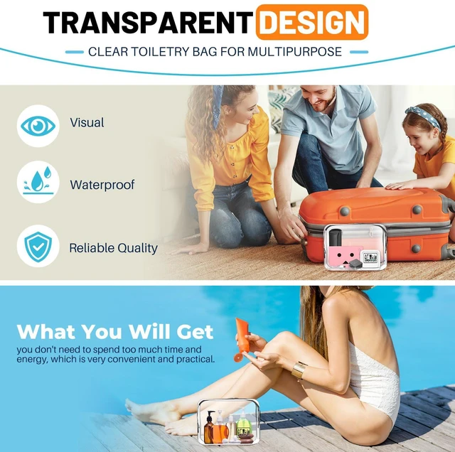 Alt view image 6 of 7 - Toiletry Bag 2pcs TSA Approved Travel Clear Toiletry Bag for Men and Women Travel Accessories Quart Size Toiletries Cosmetic Pouch Makeup Bags