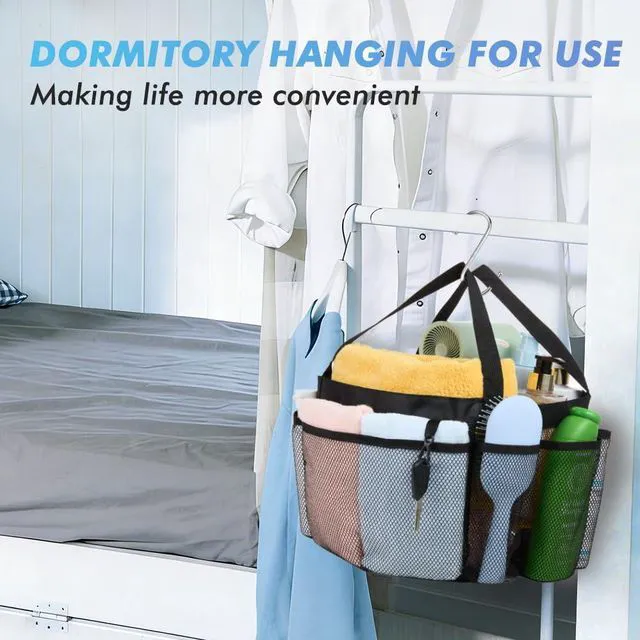 Alt view image 4 of 7 - Mesh Shower Caddy Portable for College Dorm Room Essentials,upgraded keychain with 8 pockets,large capacity shower basket,quick drying and hanging,suitable for dormitories,fitness,travel,beach camping