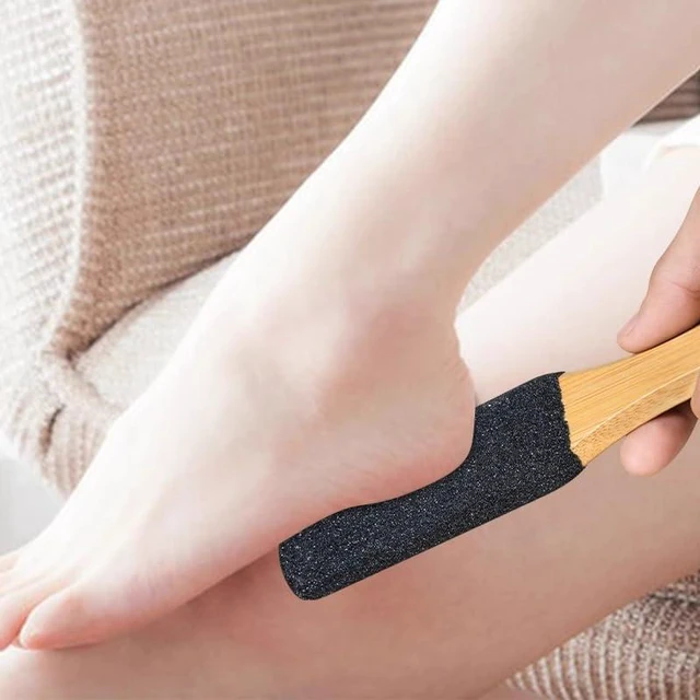 Alt view image 4 of 6 - Pedicure Foot File & Pumice Stone with Wooden Handle - Callus Remover and Foot Scrubber for Dead Skin, Dry Rough Feet, Cracked Heels and Corns
