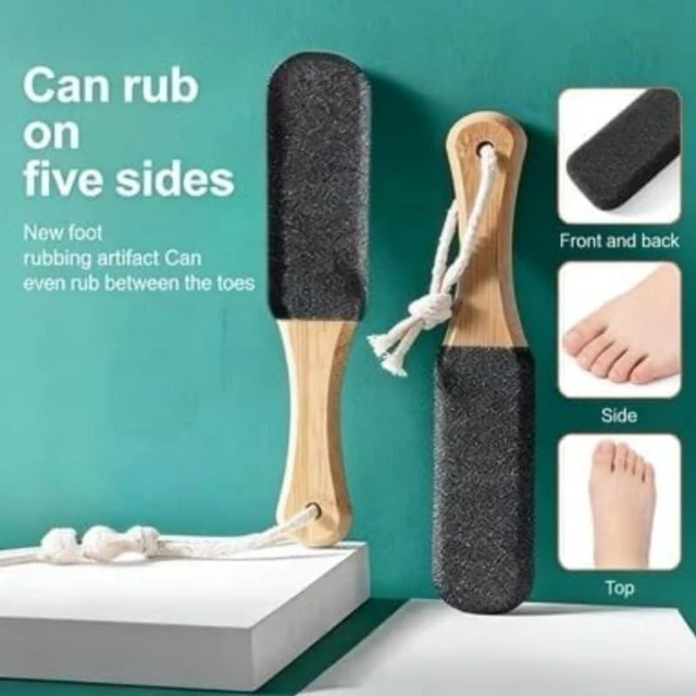 Alt view image 5 of 6 - Pedicure Foot File & Pumice Stone with Wooden Handle - Callus Remover and Foot Scrubber for Dead Skin, Dry Rough Feet, Cracked Heels and Corns