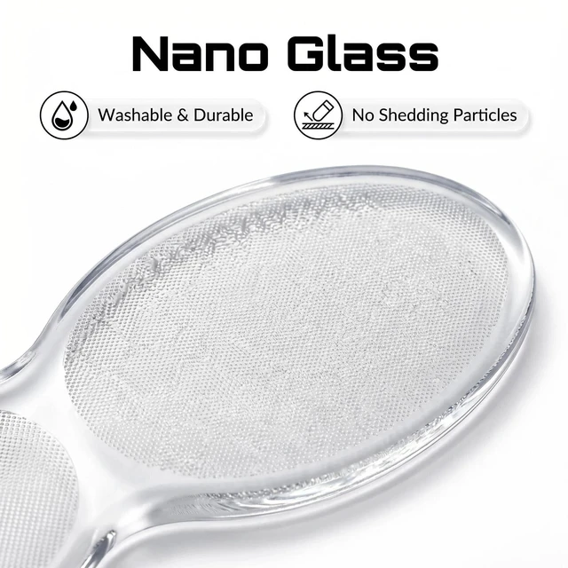 Alt view image 2 of 7 - Nano Glass Foot File Callus Remover 8-Shaped Double Sided Foot Scrubber for Cracked Heels Hard Skin, Coarse Fine Wet Dry Pedicure Tool, Professional Dead Skin Remover for Women Men (Beige Transparent)