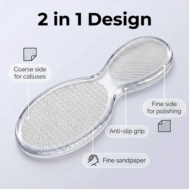 Alt view image 6 of 7 - Nano Glass Foot File Callus Remover 8-Shaped Double Sided Foot Scrubber for Cracked Heels Hard Skin, Coarse Fine Wet Dry Pedicure Tool, Professional Dead Skin Remover for Women Men (Beige Transparent)