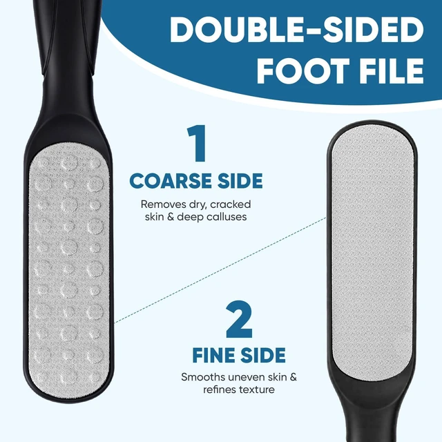 Alt view image 2 of 6 - Double Sided Foot File and Callus Remover, Stainless Steel Waterproof Foot Scraper and Foot Rasp for Dead Skin & Hard Heels, 2-in-1 Pedicure Tools for At Home Foot Care