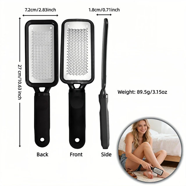 Alt view image 2 of 7 - Foot File Callus Remover, Dual-Sided Stainless Steel Pedicure Rasp with Ergonomic Non-Slip Handle, for Dry and Wet Skin