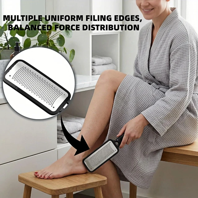 Alt view image 4 of 7 - Foot File Callus Remover, Dual-Sided Stainless Steel Pedicure Rasp with Ergonomic Non-Slip Handle, for Dry and Wet Skin