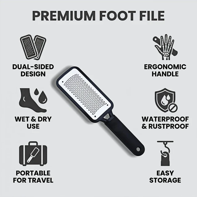Alt view image 6 of 7 - Foot File Callus Remover, Dual-Sided Stainless Steel Pedicure Rasp with Ergonomic Non-Slip Handle, for Dry and Wet Skin