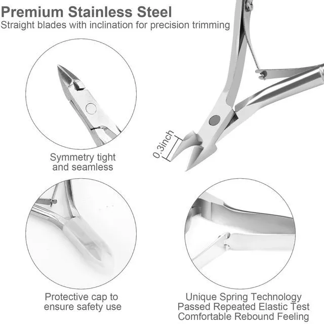 Alt view image 3 of 6 - Metal Nail Cuticle Trimmer with Cuticle Pusher and Cutter, 2 PCS Professional Cuticle Remover Tool Kit, Cuticle Cutter Set, Cuticle Nippers, Cuticle Clippers for Women, Manicure Pedicure Tool
