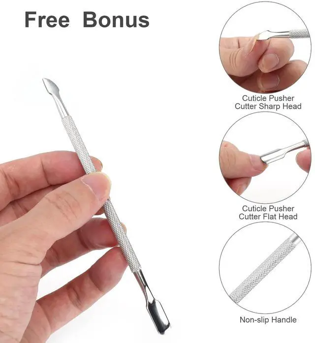 Alt view image 6 of 6 - Metal Nail Cuticle Trimmer with Cuticle Pusher and Cutter, 2 PCS Professional Cuticle Remover Tool Kit, Cuticle Cutter Set, Cuticle Nippers, Cuticle Clippers for Women, Manicure Pedicure Tool