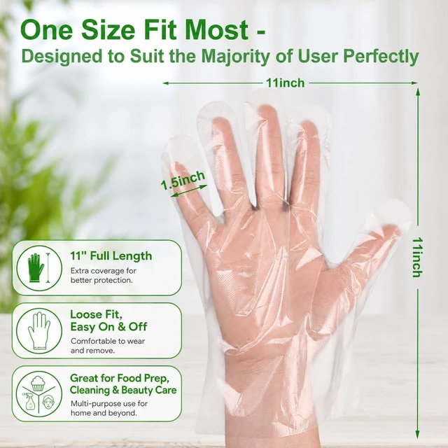 Alt view image 5 of 7 - 100 Count Disposable Food Prep Gloves, Clear Poly Gloves for Food | Clear Disposable Food Prep Gloves for quick changes during cooking, serving, baking, meal prep, and everyday food handling