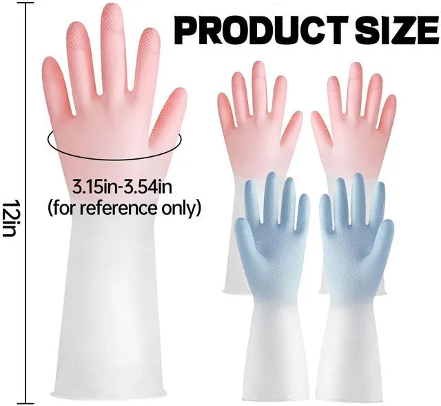 Alt view image 2 of 7 - Dish Gloves for Women,Rubber Gloves for Cleaning Bathroom | Dish Washing Gloves Best Pefect for Woman Men(2 Pairs Medium)
