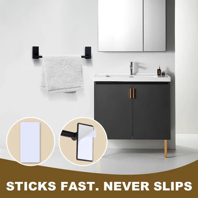 Alt view image 3 of 3 - 8-Pack 3.29x1.6 Inch Self-Adhesive Towel Bar Strips | Strong Bathroom Holder No Stickers | Fits Most Racks | Strips Only Holder Excluded