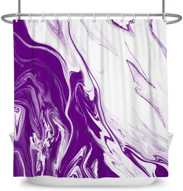 Alt view image 2 of 7 - Violet Marble Shower Curtain Modern Abstract | Waterproof Aesthetic Shower Curtain Sets for Bathroom, Weighted Hem, Extra Long 72x72 in with 12 Hooks, Washable Polyester