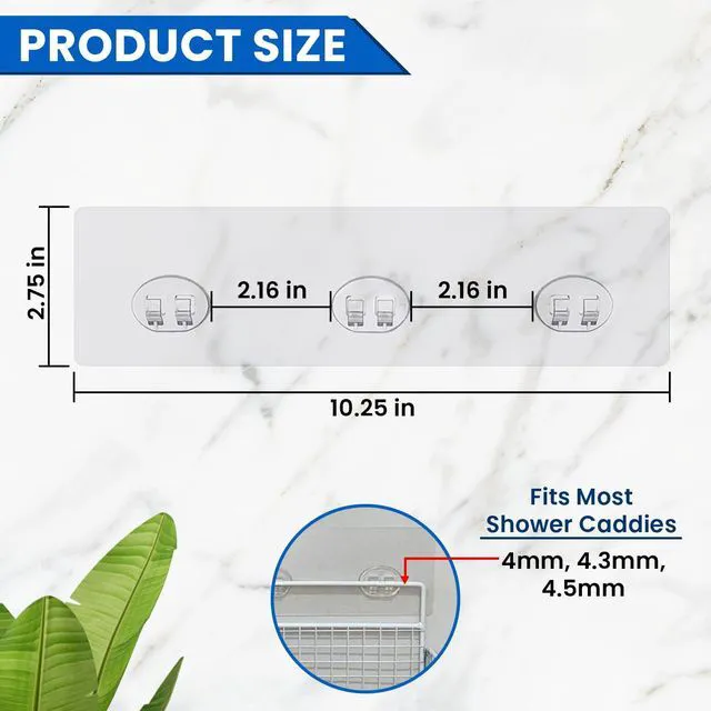 Alt view image 4 of 7 - 2 Pcs Shower Caddy Adhesive Replacement | Adhesive Bathroom Shower Shelves Replacement | Drill-Free Resilient Transparent