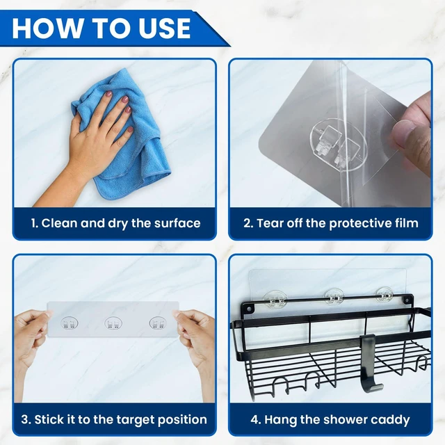 Alt view image 5 of 7 - 2 Pcs Shower Caddy Adhesive Replacement | Adhesive Bathroom Shower Shelves Replacement | Drill-Free Resilient Transparent