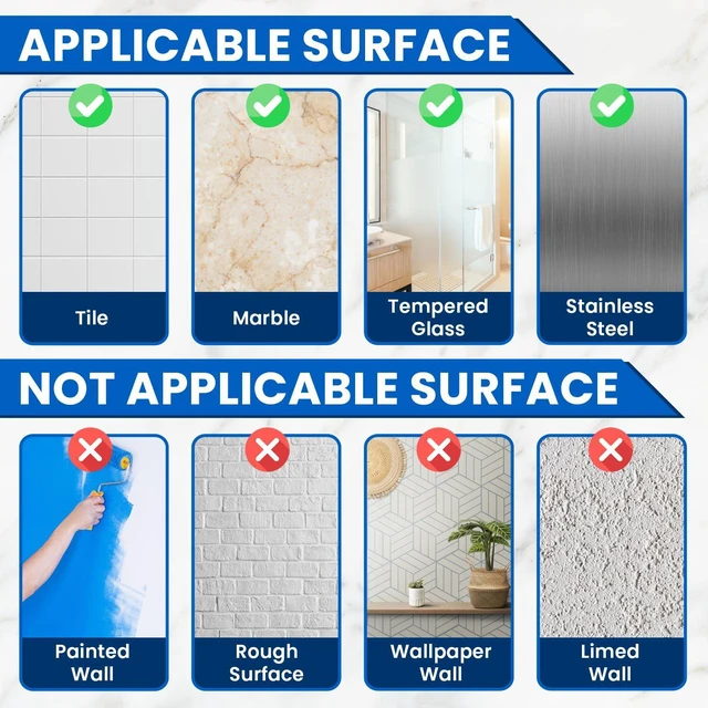 Alt view image 6 of 7 - 2 Pcs Shower Caddy Adhesive Replacement | Adhesive Bathroom Shower Shelves Replacement | Drill-Free Resilient Transparent
