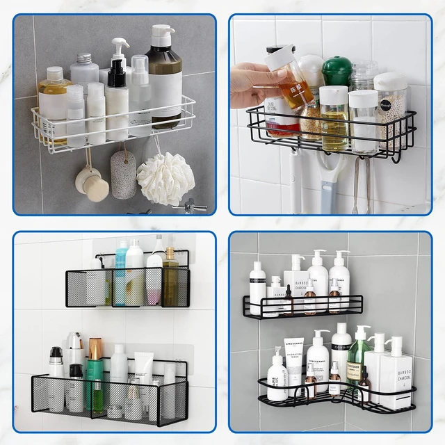 Alt view image 7 of 7 - 2 Pcs Shower Caddy Adhesive Replacement | Adhesive Bathroom Shower Shelves Replacement | Drill-Free Resilient Transparent