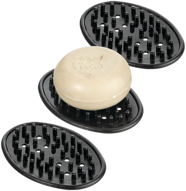 Main image of Soap Saver for Bar Soap - Soap Dish Holder for Bathroom Sink - Set of 3 - Black