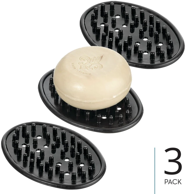 Alt view image 2 of 4 - Soap Saver for Bar Soap - Soap Dish Holder for Bathroom Sink - Set of 3 - Black