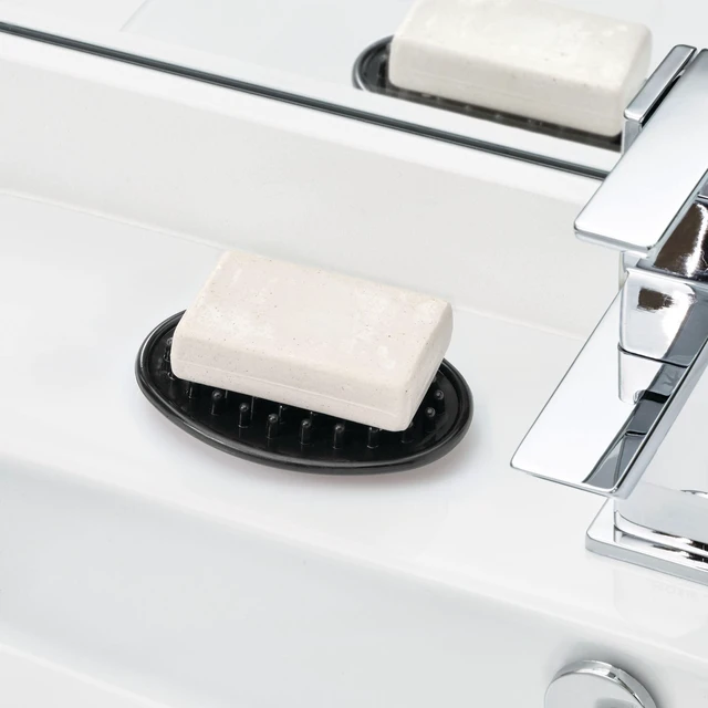 Alt view image 4 of 4 - Soap Saver for Bar Soap - Soap Dish Holder for Bathroom Sink - Set of 3 - Black