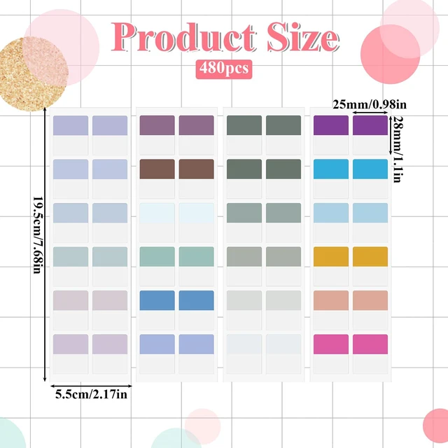 Alt view image 2 of 6 - 480pcs Sticky Index Tabs 1 inch, Colored Book Page Markers Tabs | Repositionable Page Tab Self Adhesive Notes Flags for Notebooks File Classification(24 Colors)