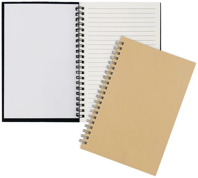 Main image of 2-Pack (60 Sheets/Notebook) College Ruled Hardback Cover Spiral Notebooks - Memo Notepad for Students, Office, and Business Diary, 7.48 x 5.11 Inches - Available in Black and Brown Covers