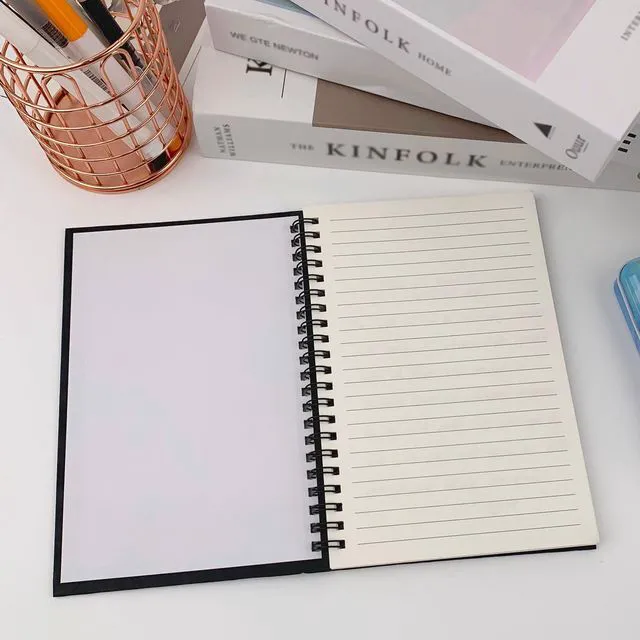 Alt view image 5 of 6 - 2-Pack (60 Sheets/Notebook) College Ruled Hardback Black Cover Spiral Notebook - Memo Notepad and Sketchbook for Students, Office, and Business Diary, 7.48 x 5.11 Inches.