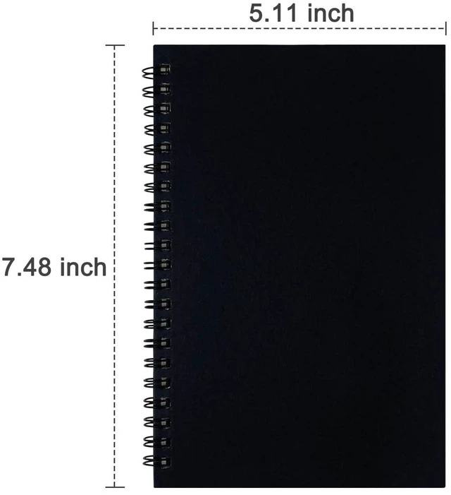 Alt view image 2 of 6 - 2-Pack (60 Sheets/Notebook) College Ruled Hardback Black Cover Spiral Notebook - Memo Notepad and Sketchbook for Students, Office, and Business Diary, 7.48 x 5.11 Inches.