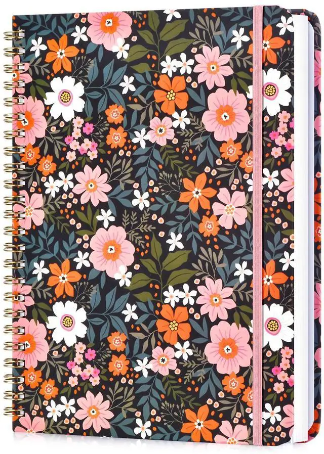 Main image of Notebook for Women, Spiral Notebook College Ruled Floral Pattern Hardcover, 140 Pages, Notebooks for Work & Journal, Note Taking, A5 100 GSM and Double-Sided Pocket