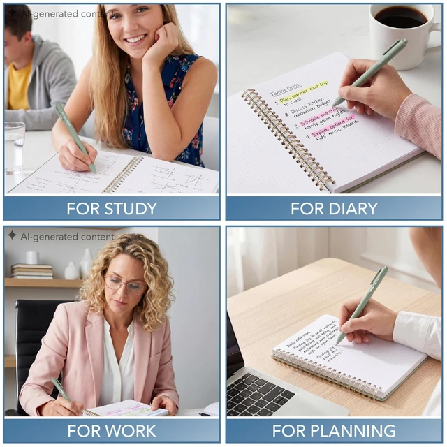 Alt view image 7 of 7 - Dotted Spiral Journal Notebook Set, A5 (5.7"x7.9"), 160 Pages | Hardcover, Spiral Bullet Dotted Notebook with Divider Sticky Tabs and Pen for Journaling, Planning, Tracking