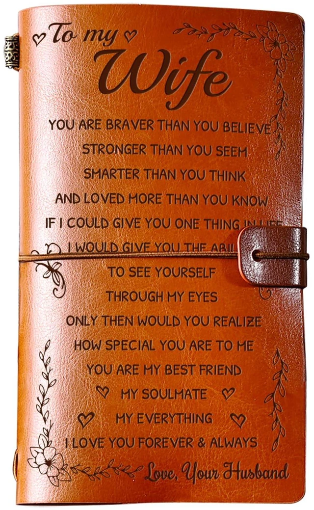 Main image of Gifts for Wife, Wife Birthday Gift Ideas Leather Journal, Gifts for Wifes 140 Page Refillable Leather Notebook, Anniversary Wedding Gift for Her