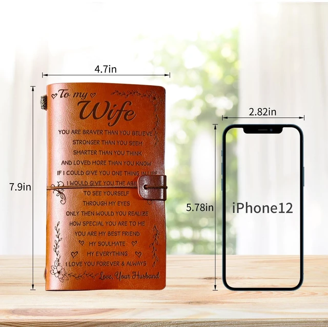 Alt view image 5 of 7 - Gifts for Wife, Wife Birthday Gift Ideas Leather Journal, Gifts for Wifes 140 Page Refillable Leather Notebook, Anniversary Wedding Gift for Her