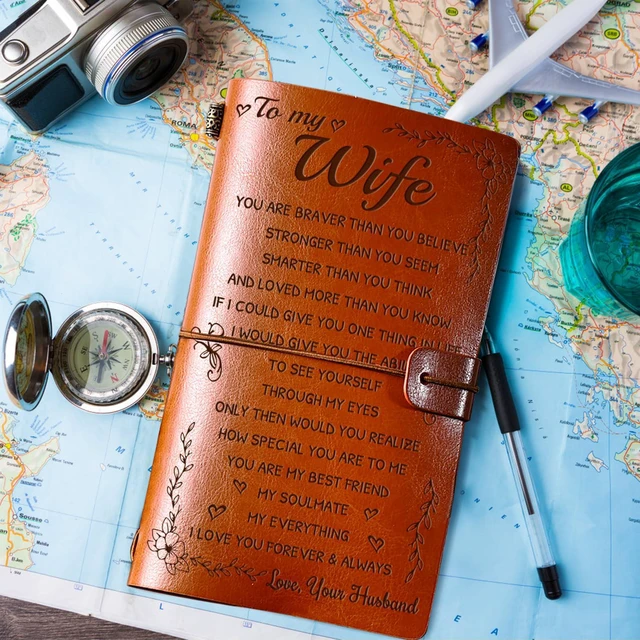 Alt view image 4 of 7 - Gifts for Wife, Wife Birthday Gift Ideas Leather Journal, Gifts for Wifes 140 Page Refillable Leather Notebook, Anniversary Wedding Gift for Her