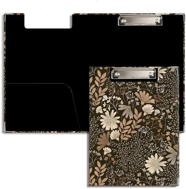 Main image of Vintage Boho Floral Clipboard with Storage for Office Classroom, Cottagecore Flower Botanical Padfolio with Clipboard for Teachers Nurses Students Women, 12.5x9 in