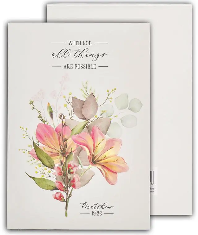Main image of Small Scripture Notepad for Women: All Things Possible | Pink/Orange Floral w/Bible Verse, 40 Tear-Off Sheets, Pocket Size, For Reminders, Shopping Lists, Mom, Friend, Sister Gift