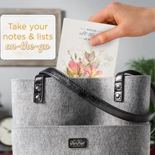 Alt view image 2 of 4 - Small Scripture Notepad for Women: All Things Possible | Pink/Orange Floral w/Bible Verse, 40 Tear-Off Sheets, Pocket Size, For Reminders, Shopping Lists, Mom, Friend, Sister Gift