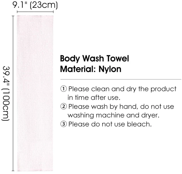 Alt view image 3 of 7 - Body Wash Towel, Exfoliating Shower Towel, Bath Loofah, Body Scrubber (Pink)