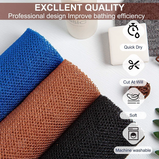 Alt view image 2 of 7 - African Net Sponge 3 Pieces African Exfoliating Net African Bath Sponge Scrubbing Rag Net African Wash Shower Long Net Body Scrubber