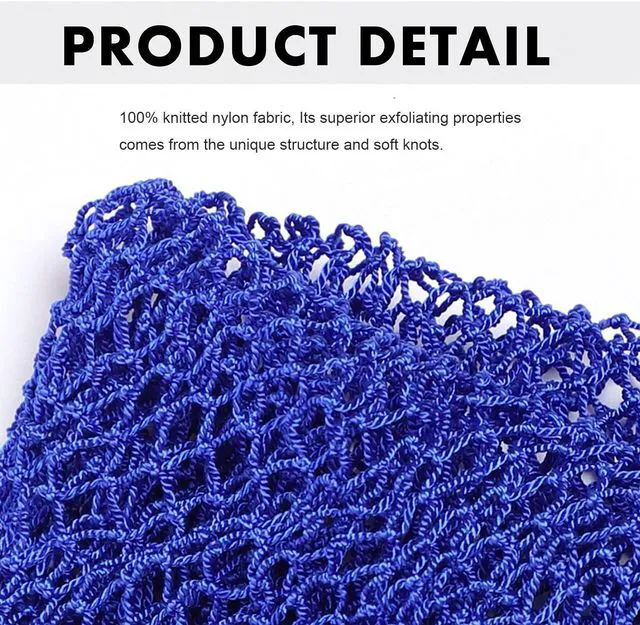 Alt view image 2 of 6 - 2 Pieces African Net Sponge, Long African Exfoliating Net, Net Bath Sponge Shower Body Scrubber Back Scrubber Skin Smoother, Stretches to Approximately 63" (Blue&Purple)
