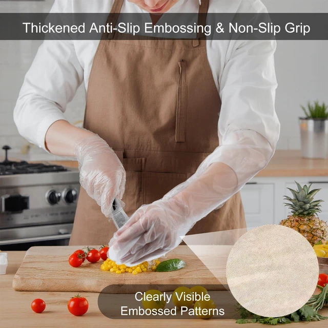 Alt view image 5 of 7 - Long Sleeve Cleaning Gloves 20 PCS Plastic Sleeve,for Cooking 18inch | Disposable Elbow Length, Reusable & Waterproof, Protective Arm Gloves, Household Duties, Cleaning Kitchen, Dishwashing
