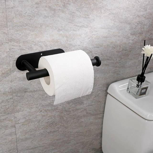 Alt view image 2 of 7 - Adhesive Toilet Paper Holder - 304 Stainless Steel - Pre-Drilled Holes Wall Mounted - Ldeal for Kitchen, Bathroom - Adjustable Length