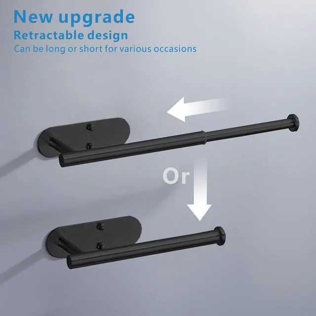 Alt view image 4 of 7 - Adhesive Toilet Paper Holder - 304 Stainless Steel - Pre-Drilled Holes Wall Mounted - Ldeal for Kitchen, Bathroom - Adjustable Length